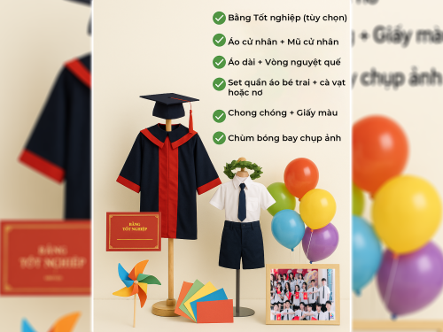 Dịch vụ Cho thuê Đồ chụp ảnh Kỷ yếu | Set Tiểu học | Gói A